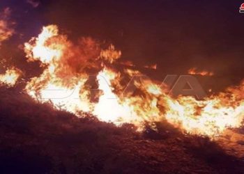 فرق الإطفاء بالتعاون مع الأهالي تعمل على إخماد حريق اندلع في حراج جبل بيت شلهوم بوادي العيون